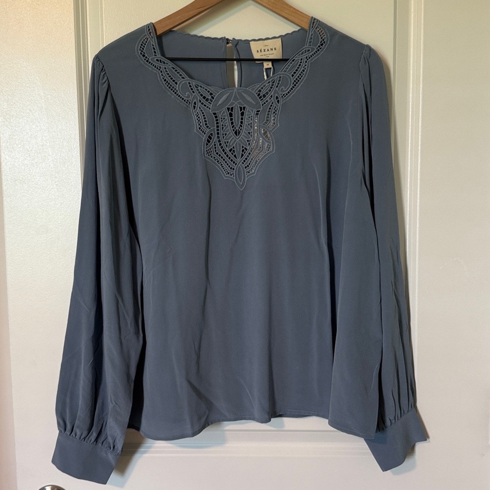 Sezane Carlotta Blouse Ice Blue - Size 14